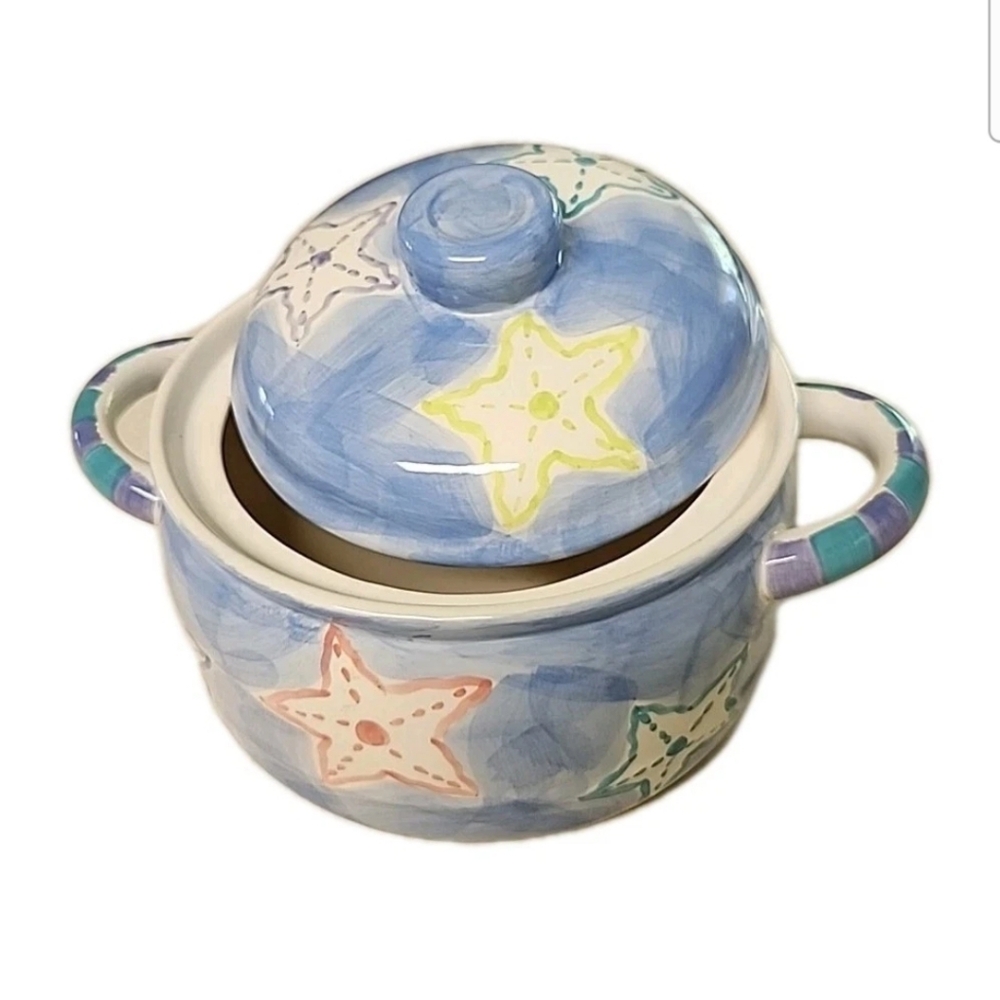 Magnolia By Emil West Hand-Painted Covered Casserole Baking Dish Oven Proof